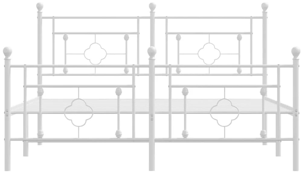 Estrutura de cama com cabeceira e pés 160x200 cm metal branco