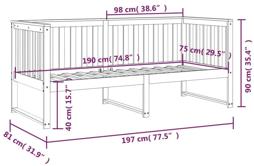 Sofá-cama 75x190 cm madeira de pinho maciça castanho mel