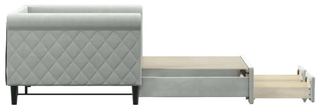 Sofá-cama c/ gavetão e gavetas 90x190 cm veludo cinzento-claro