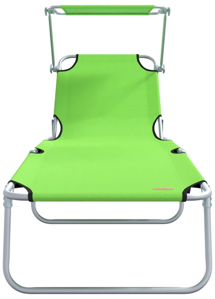 Espreguiçadeiras Dobráveis 2 pcs com Teto Verde Tecido Oxford 600D