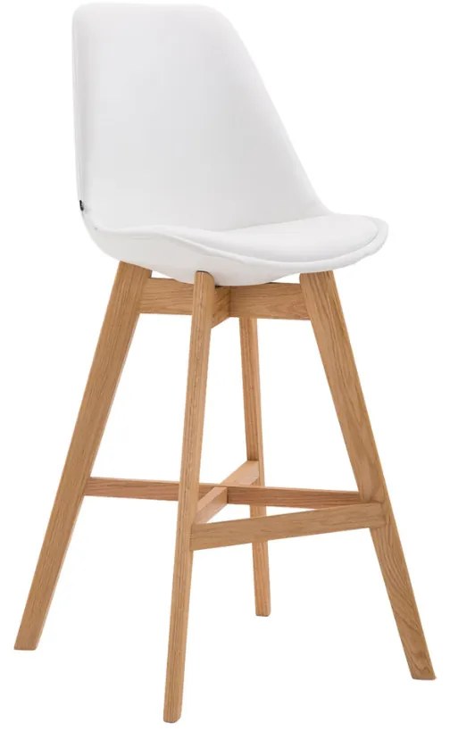 Banco de bar Cannes em couro sintético e com estrutura de Cor Natural 48 x 112 x 56 cm Branco