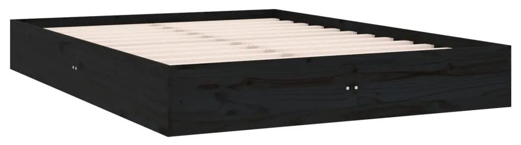 Estrutura cama pequena casal 120x190 cm pinho maciço preto