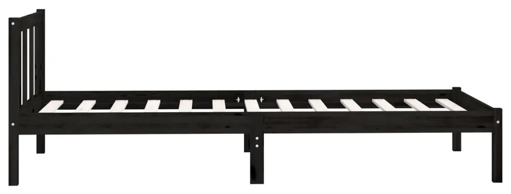 Estrutura de cama 100x200 cm madeira pinho maciço preto