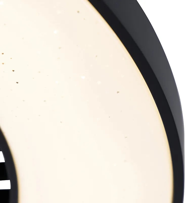 Ventilador de teto preto com efeito estrela 60cm incl. LED regulável com controle remoto - Climo