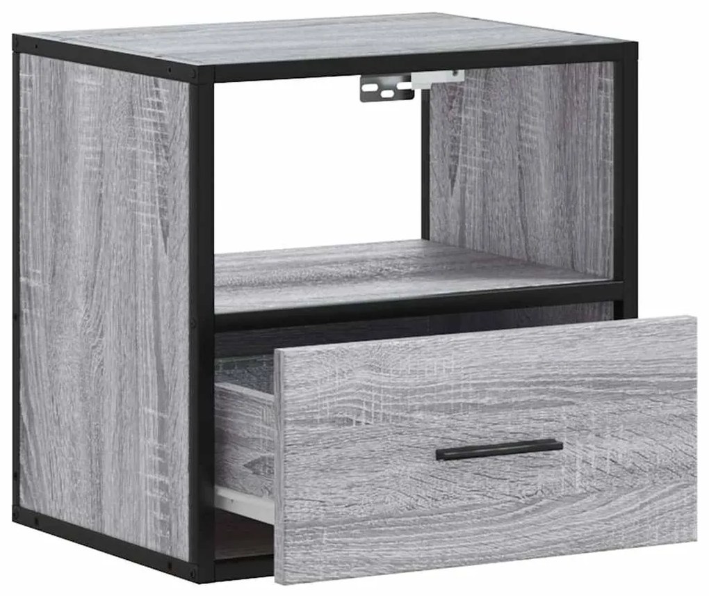 Mesas de cabeceira de parede 2 pcs 40x31x39,5cm cinzento sonoma