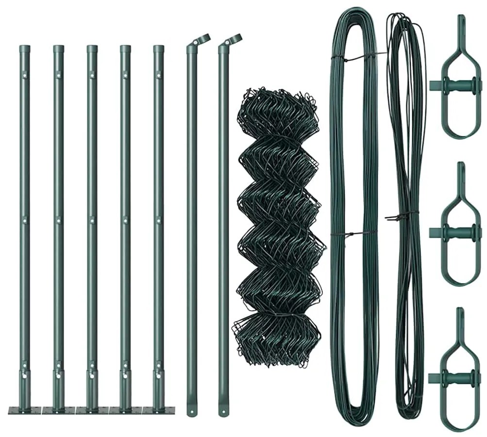 Conjunto de Postes de Cerca Prateado 10 x 0,4 m Aço Galvanizado