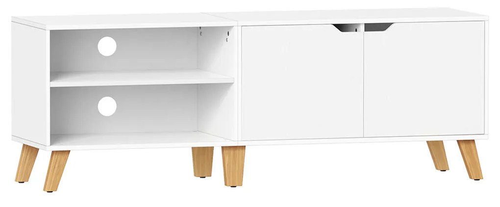 Armário de TV VASAGLE para TVs de até 65 polegadas, suporte de TV de 140 cm de largura com 2 portas, prateleiras ajustáveis, mesa de TV, para sala de estar, sala de jantar, quarto, branco LTV027T46