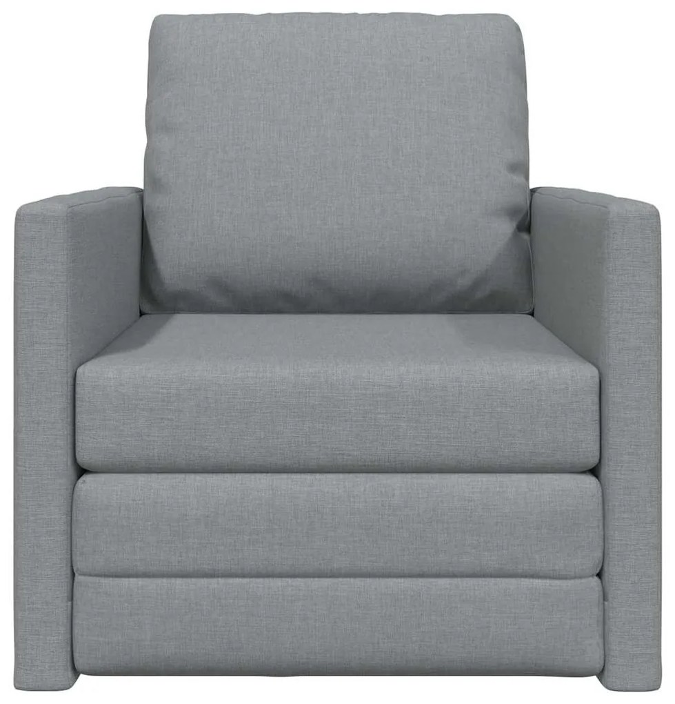 Sofá-cama de Chão 2 em 1 Cinza-claro 74x77x81 cm Tecido