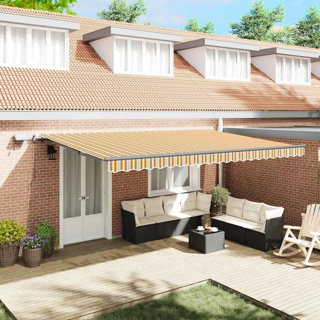 vidaXL Toldo Retrátil Manual Multicolor 500 × 300 cm tecido