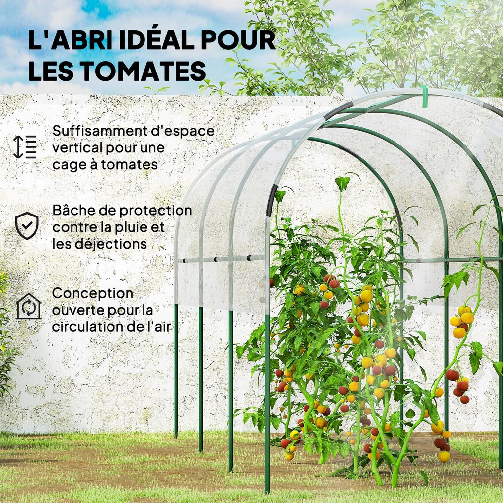 Estufa de jardim para tomates com 4 arcos de aço e lona de PVC, 4 x 1,2 x 1,7 m, verde