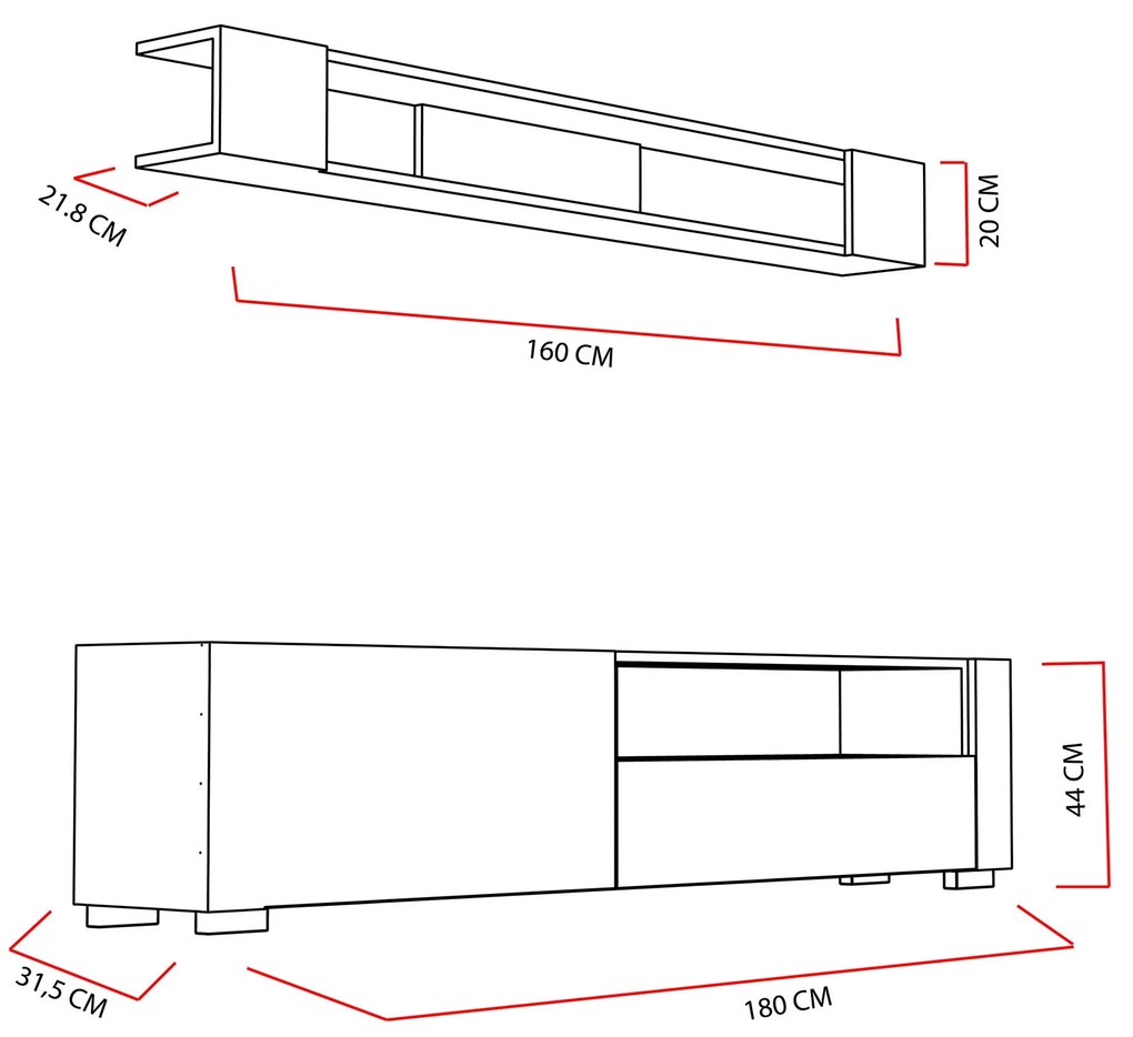 Móvel de TV Arya – Branco – 180 x 44 x 31,5 cm