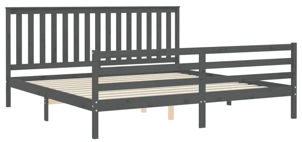 Estrutura de cama com cabeceira 200x200 cm madeira maciça cinza