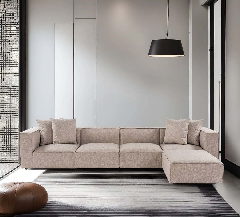 Sofá de Canto Sora – Bege Areia – 350 cm x 65 cm x 190 cm