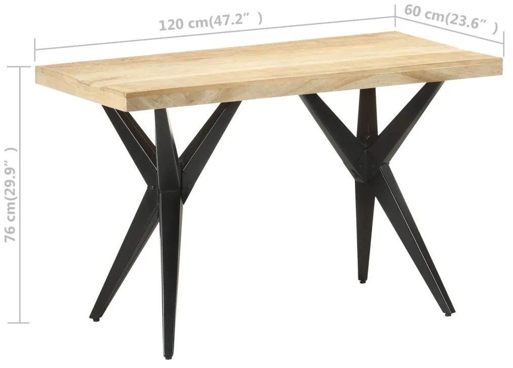 Mesa de jantar 120x60x76 cm madeira de mangueira maciça
