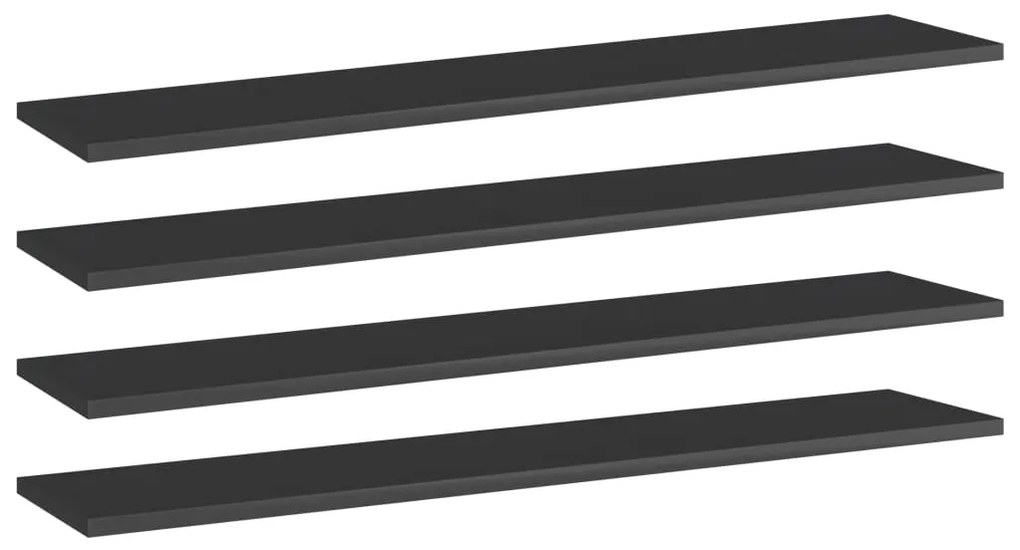 vidaXL Prateleiras estante 4pcs 100x20x1,5cm contrap. preto brilhante