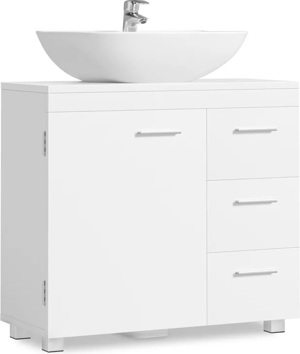 Armário casa banho 30 x 70 x 64 cm para lavatório (NÃO INLCUIDO) com 3 gavetas grandes Branco