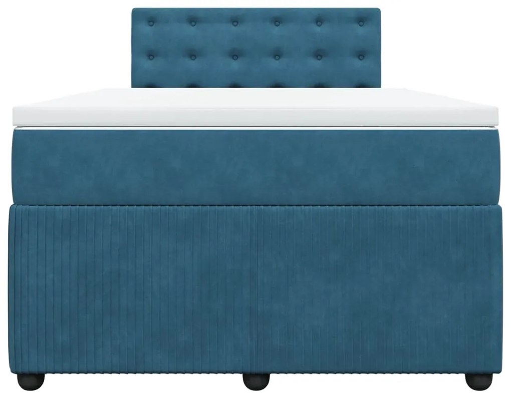 Cama boxspring com colchão 120x200 cm veludo azul