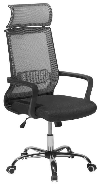 Cadeira de escritório cinzenta ajustável em malha e pele sintética LEADER Beliani