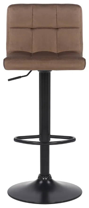 Conjunto de 4 bancos de bar em veludo com estrutura preta 85-106 x 40 x 50 cm castanho