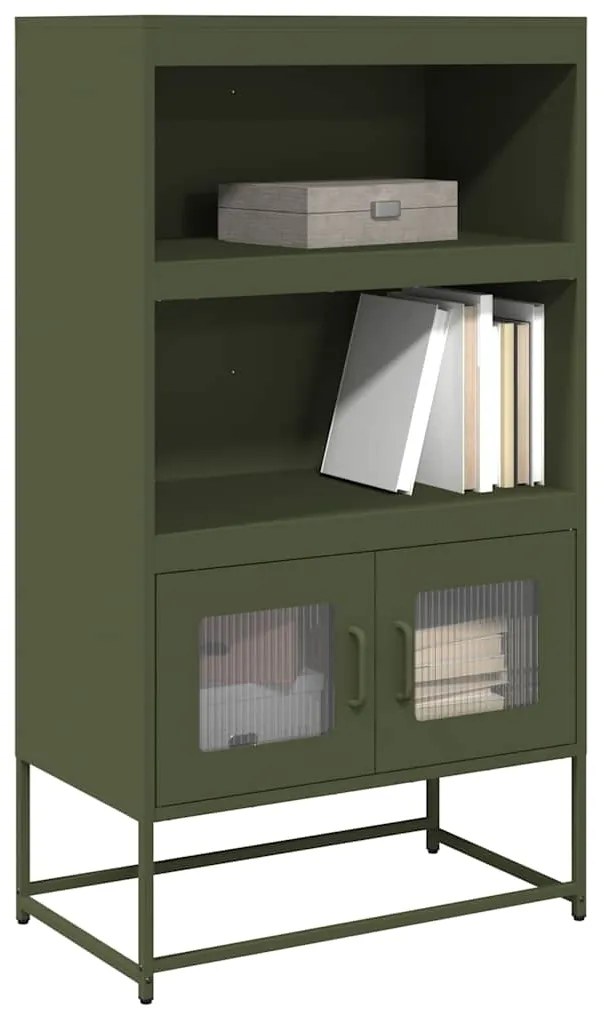 vidaXL Aparador alto 68x39x123 cm aço verde azeitona