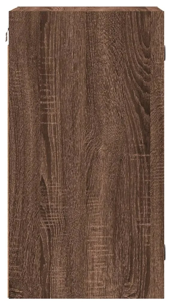 Armário parede c/ portas vidro 35x37x68,5 cm carvalho castanho