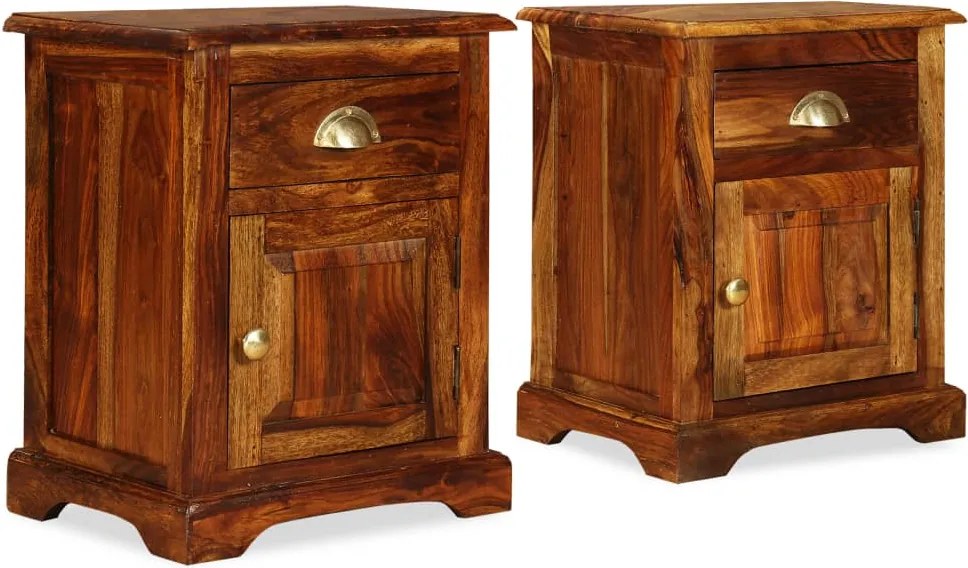 vidaXL Mesa cabeceira em madeira sólida de acácia 2 pcs 40x30x50 cm