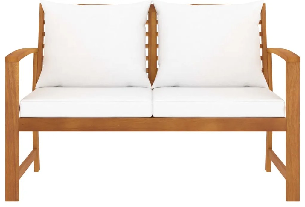Banco de jardim com almofadão cor creme 120 cm acácia maciça