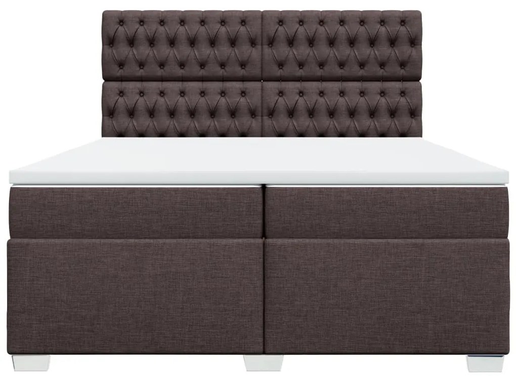 Cama com molas/colchão 200x200 cm tecido castanho-escuro
