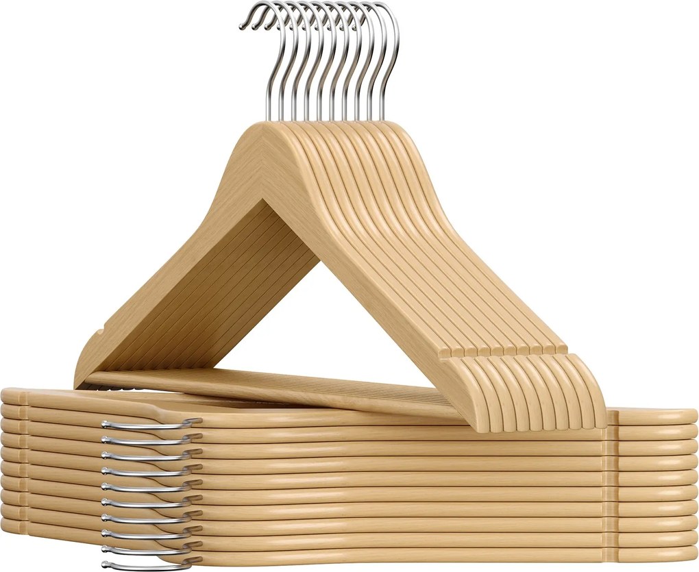 Conjunto de 30 unidades, cabides de madeira 42,9 x 21 cm (L x A) castanhos