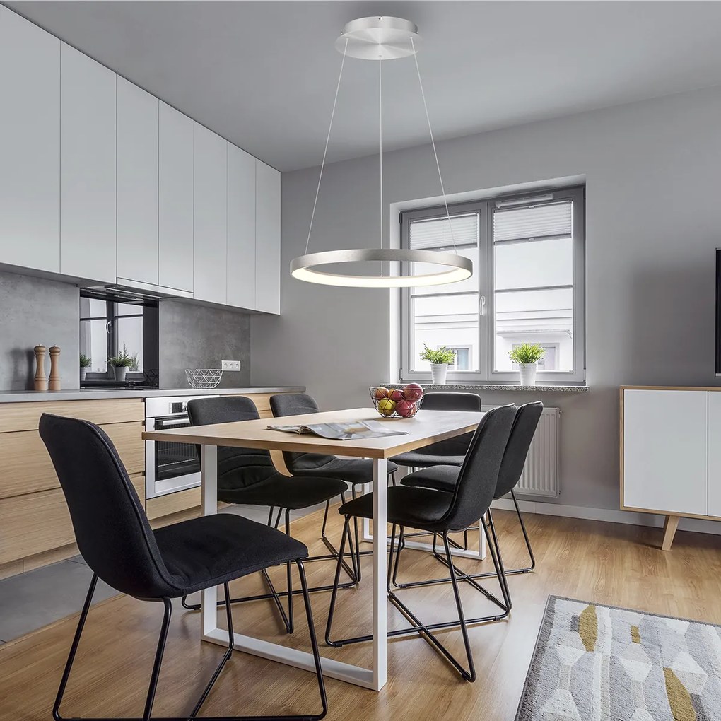 Design hanglamp aluminium incl. LED dimbaar easylift - Hoop Design