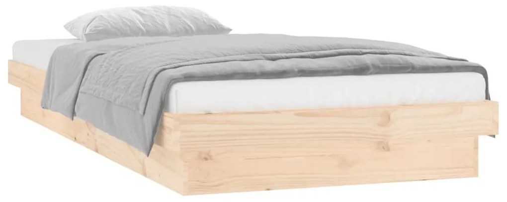 Estrutura de cama com luzes LED 90x200 cm madeira maciça