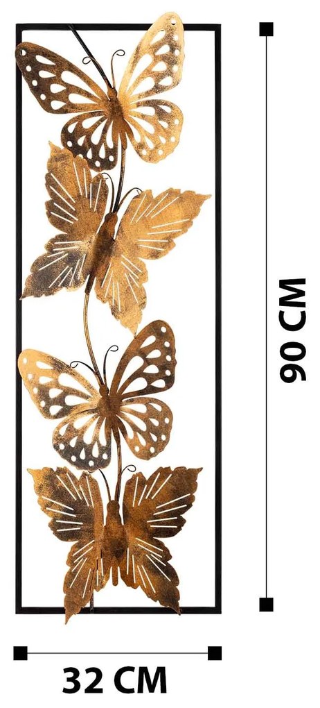 Acessório Decorativo de Parede Butterfly – Multicolor – 90 x 32 cm