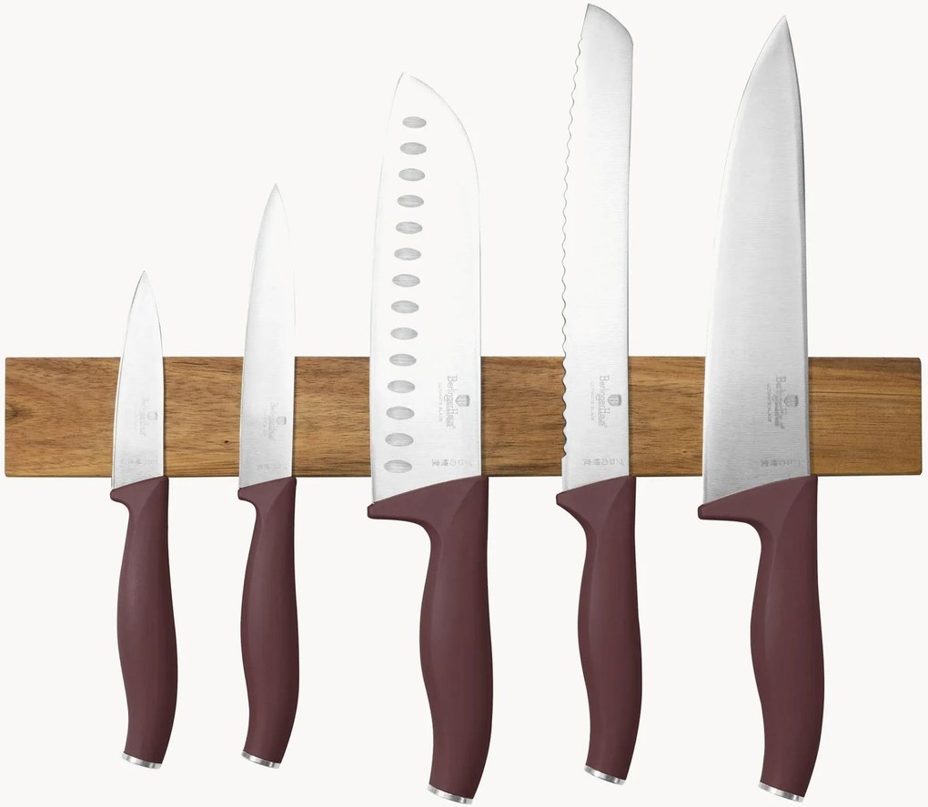 Facas de cozinha com suporte magnético em madeira de acácia Leonardo, conjunto de 6