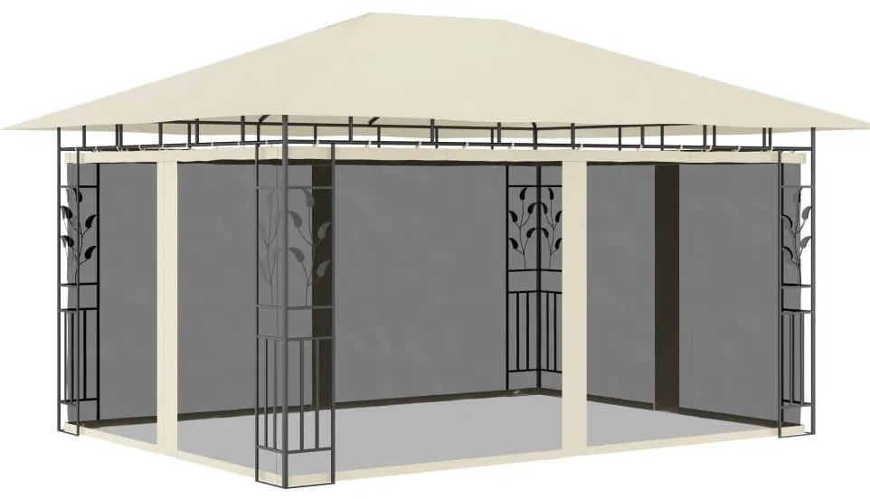vidaXL Gazebo com rede mosquiteira 4x3x2,73 m 180 g/m² creme