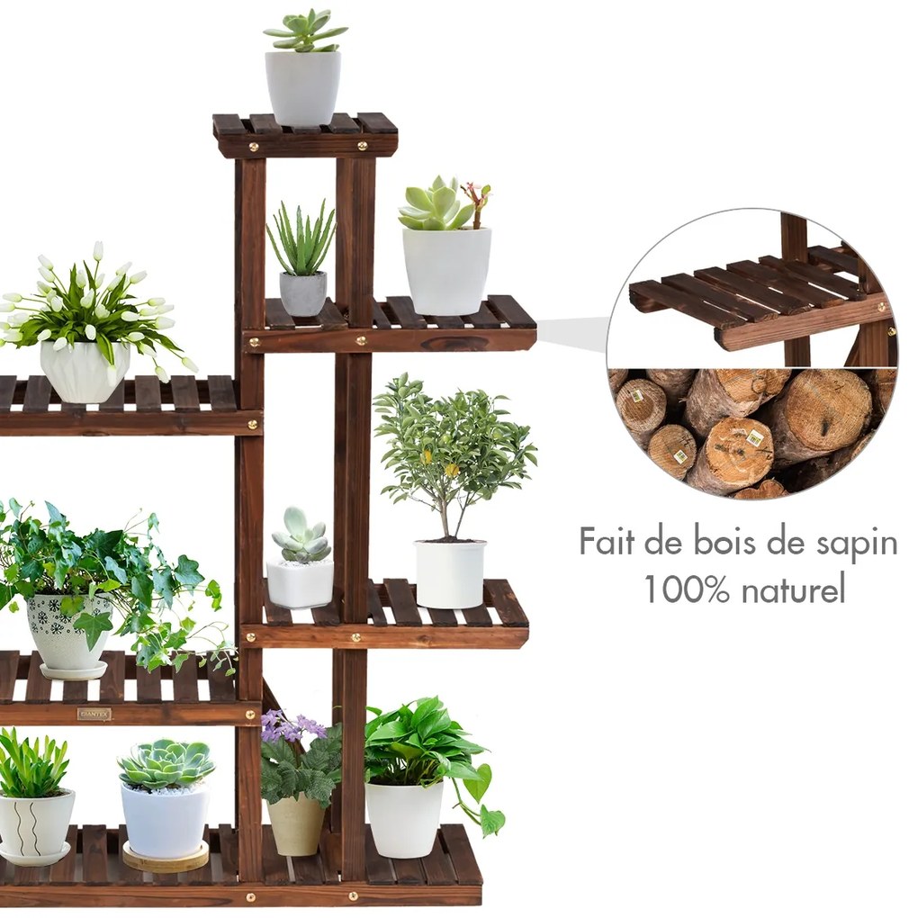 Suporte de metal para plantas de 3 níveis para pátio, jardim e varanda