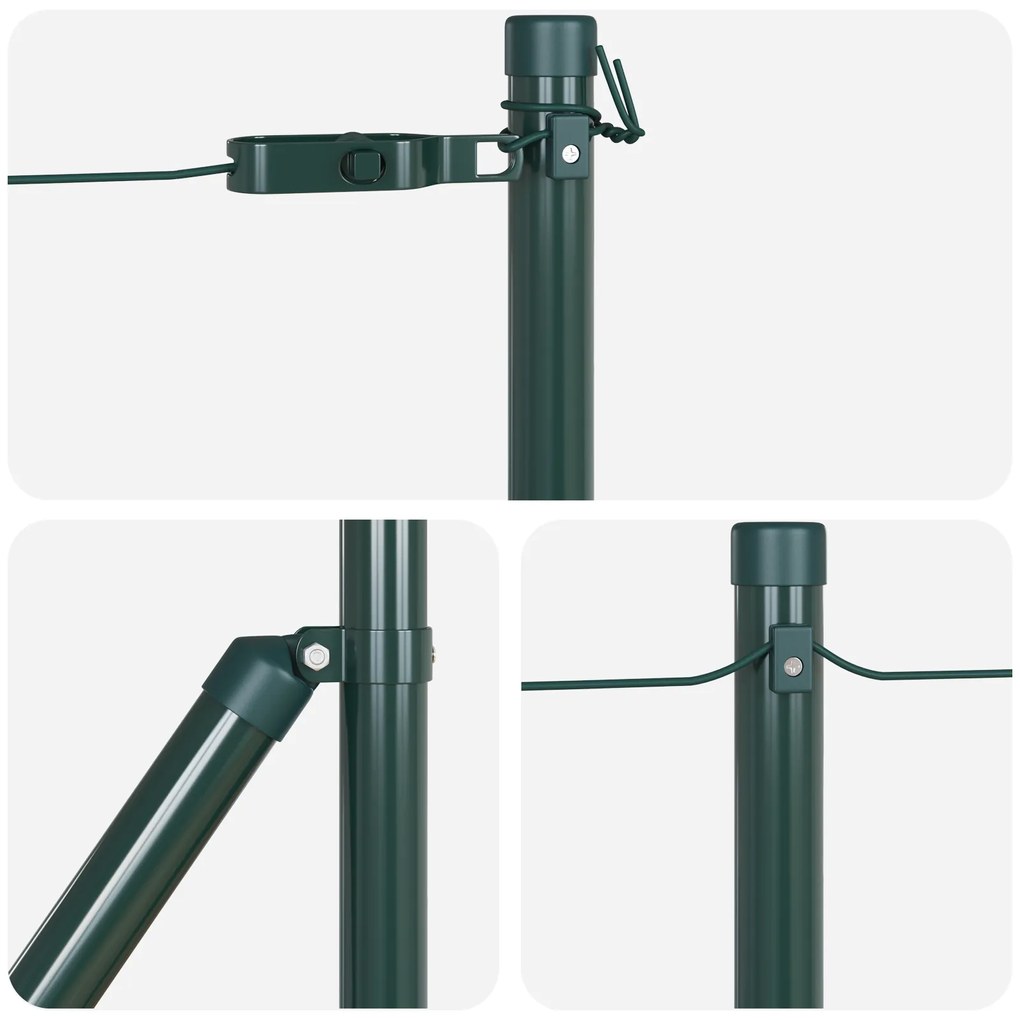 Postes de Cerca vidaXL 26 pcs Verde Ø32 mm 100 cm Aço Galvanizado