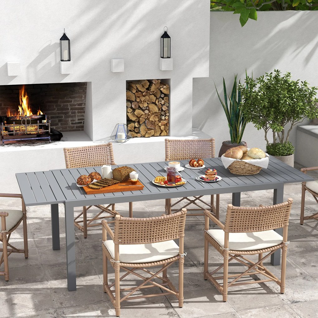 Mesa de Jardim Extensível Mesa de Jantar Exterior Mesa de Terraço Reta
