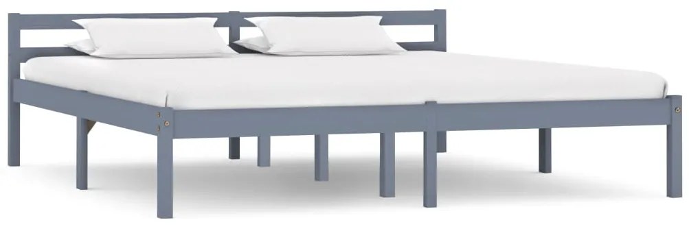 Estrutura de cama 160x200 cm madeira pinho maciço cinzento