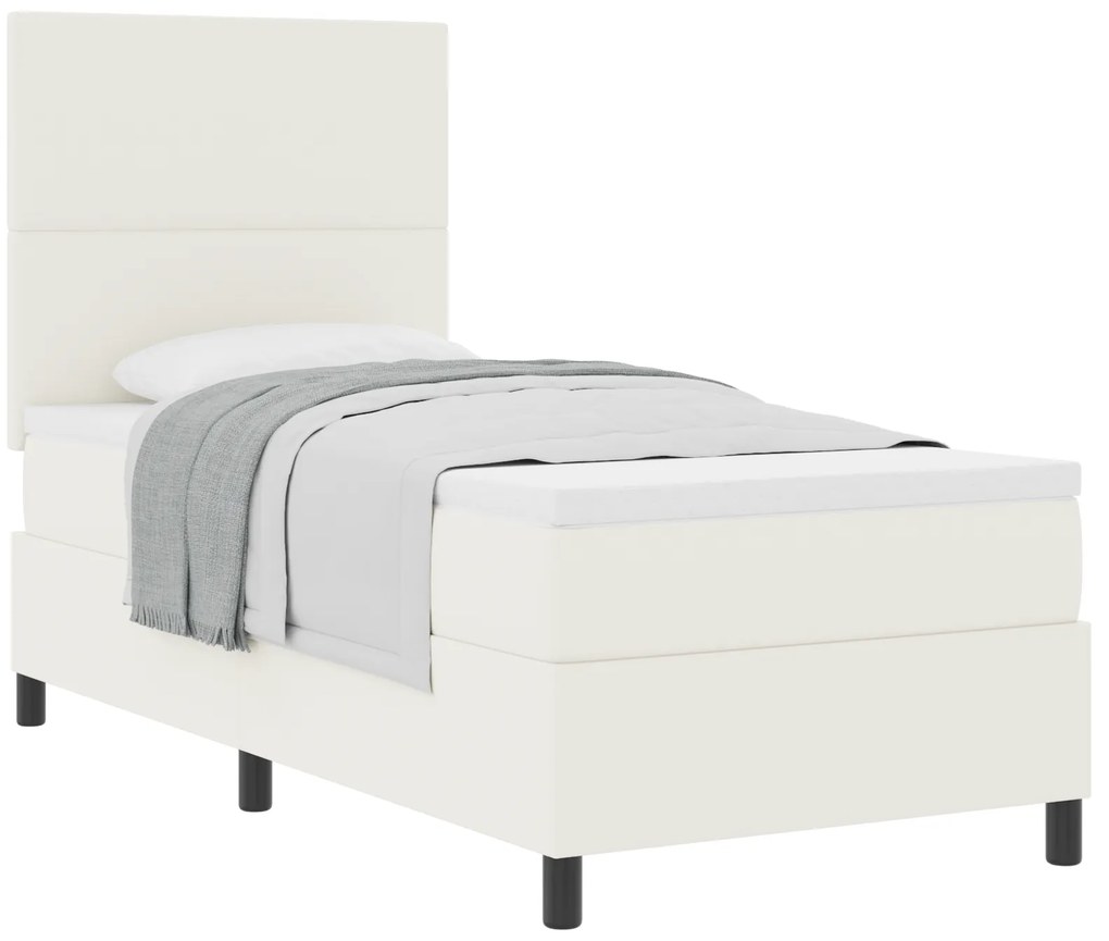 Cama Box Spring com Colchão Creme 80x200 cm Tecido de Veludo Cotelê
