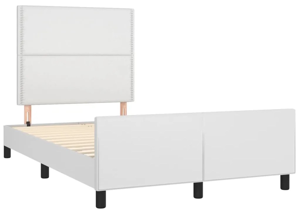 Estrutura cama c/ cabeceira 120x200 cm couro artificial branco