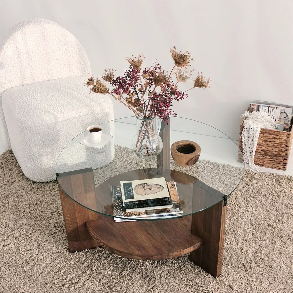 Mesa de Café Mahal – Cor de Noz – 75 cm x 40 cm x 75 cm
