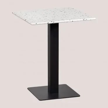 Mesa De Bar Quadrada Em Terrazzo (60x60 Cm) Praline Branco - Sklum