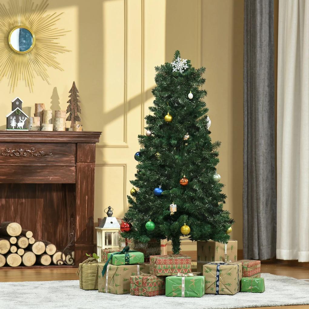 HOMCOM Árvore de Natal Artificial 150cm Ignífuga com 454 Ramas com 2 Tipos de Pontas de PVC e Base de Aço Decoração de Natal para Interiores Verde