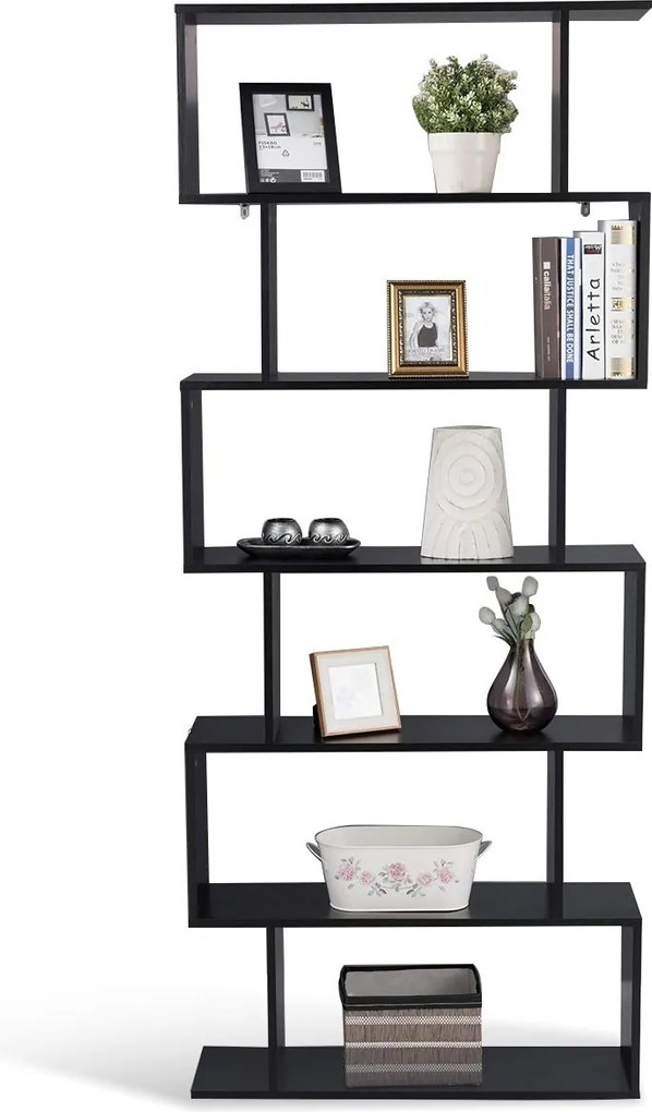 Estante de Parede 6 Prateleiras Armazenamento para CDs Livros em Casa 80x23x192 cm Preto