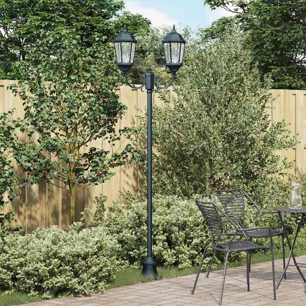 Poste de Luz de Jardim vidaXL 2-Lâmpada E27 Verde 220 cm Alumínio