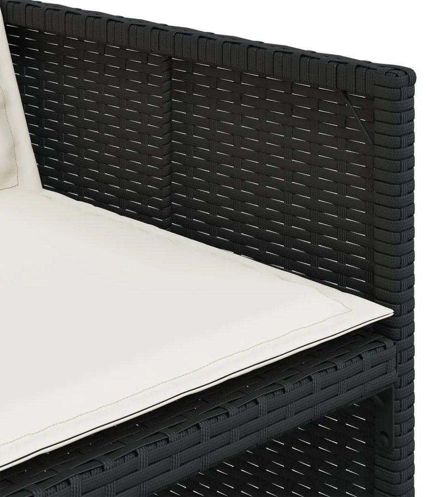 15 pcs conjunto de jantar p/jardim com almofadões vime PE preto