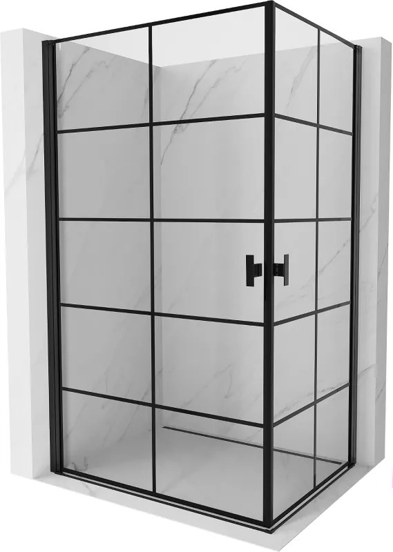 Mexen Mist-B Duo cabine de duche pivotante 70 x 90 cm, grade preta, preta - 8A2-070L-090P-70-77