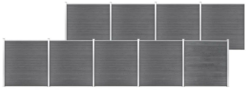 vidaXL Painel de vedação para jardim 1564x186 cm WPC cinzento