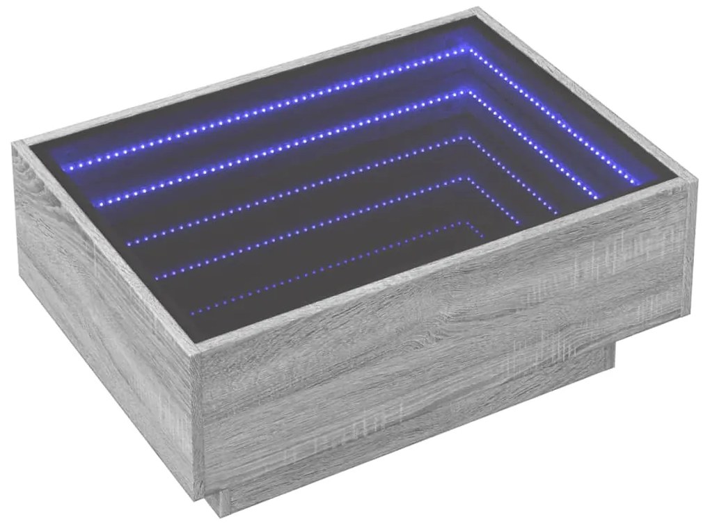 Mesa de centro c/ LEDs 70x50x30 cm derivados de madeira