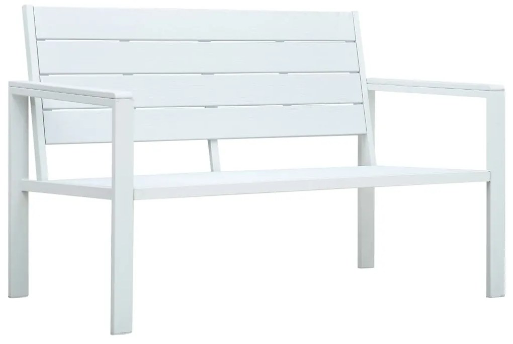 vidaXL Banco de jardim 120 cm PEAD aspeto de madeira branco